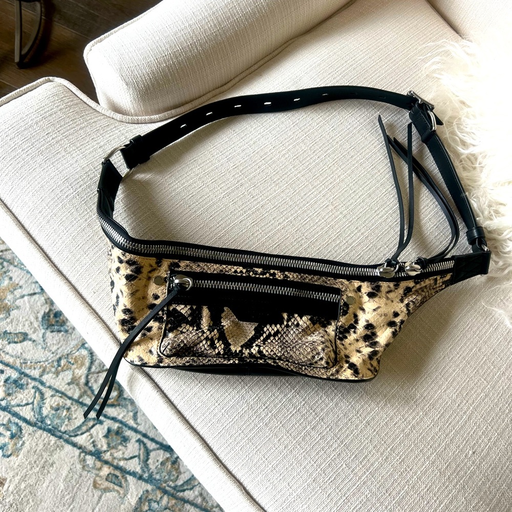 Unique snake print Rag & Bone hip shot bag.